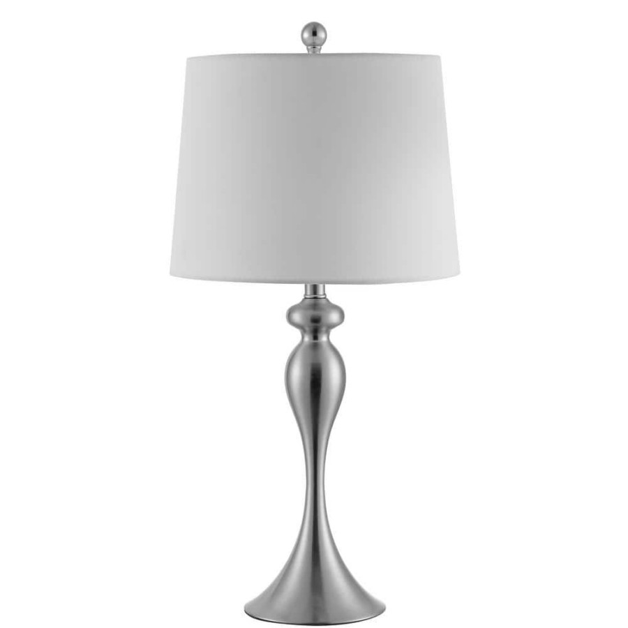 Lamps * | Bayan 28 In. Nickel Table Lamp With White Shade By Safavieh