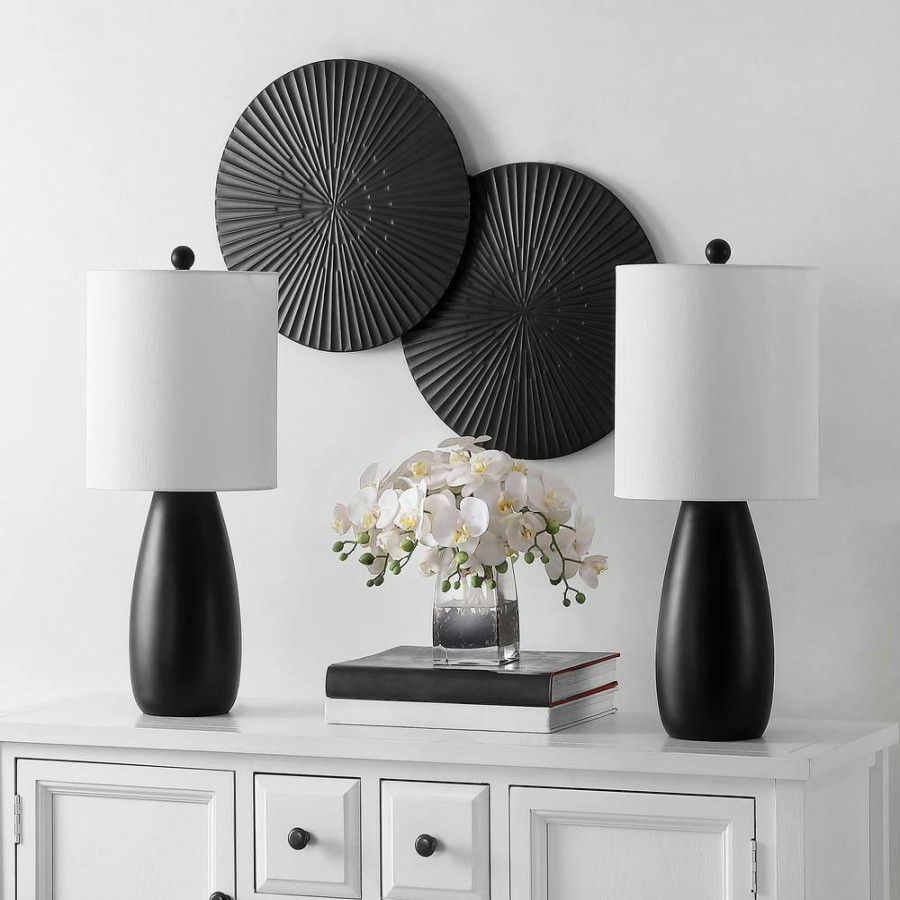 Lamps * | Arlia 24 In. Black Table Lamp With White Shade (Set Of 2) By Safavieh