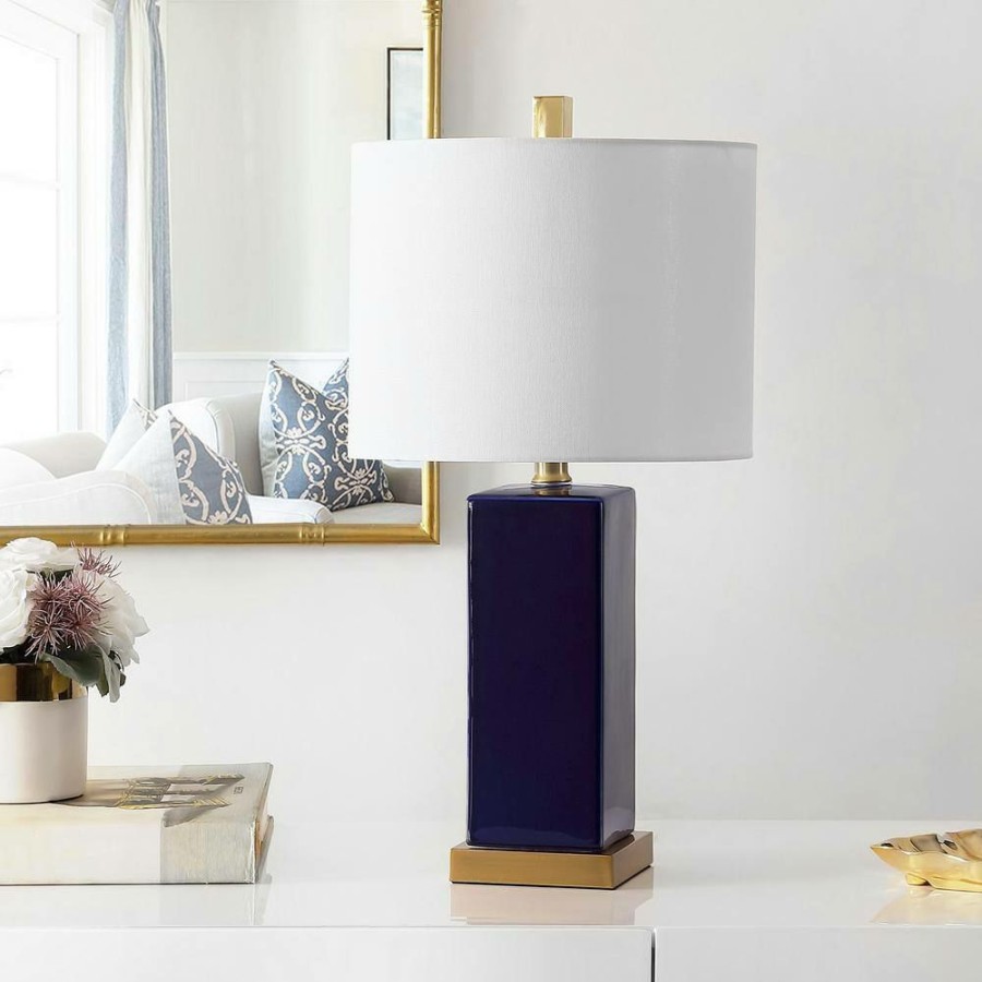 Lamps * | Wendi 23 In. Navy Table Lamp With White Shade By Safavieh