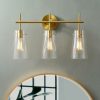 Vanity Lighting * | 24 In. 3-Light Antique Brass Vanity Light With Clear Glass Shade By Kawoti