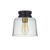 Flush Mount Lights * | 8.25 In. 1-Light Bronze Drum Flush Mount With Glass Shade By Kawoti