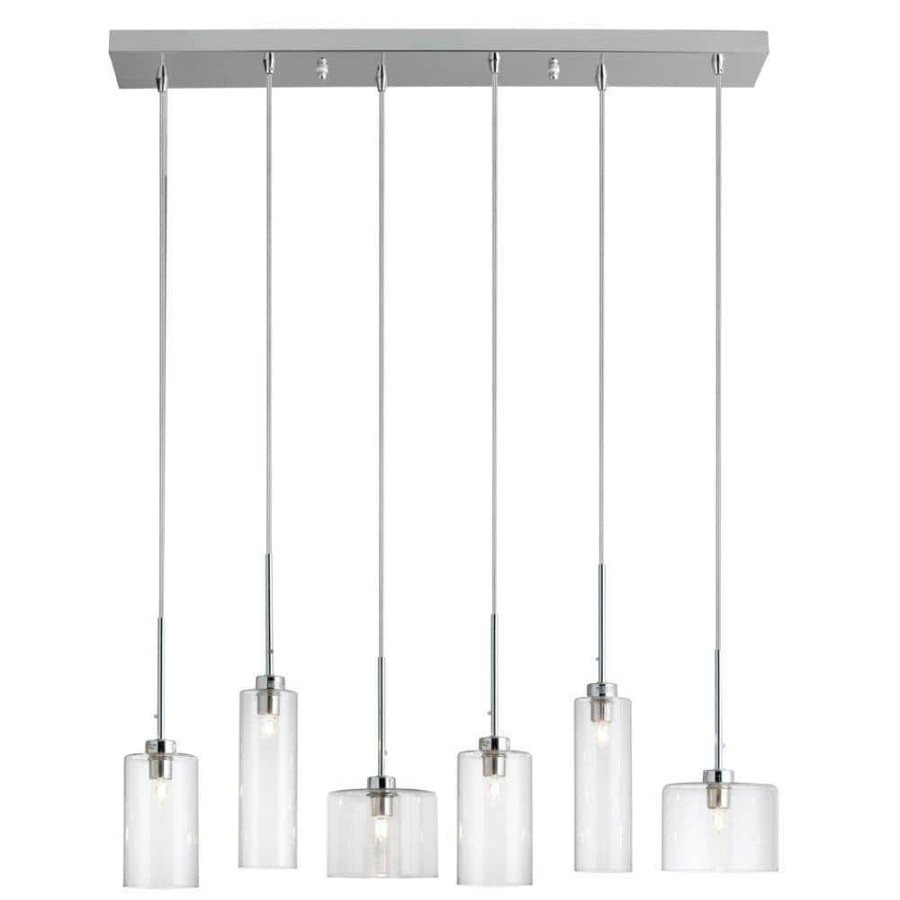 Pendant Lights * | Industrial Chic 6-Light Polished Chrome Horizontal Pendant By Radionic Hi Tech