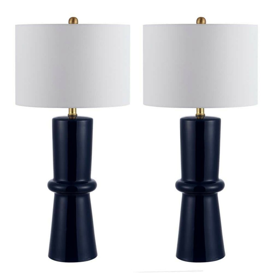 Lamps * | Ellaria 31 In. Navy Table Lamp With White Shade (Set Of 2) By Safavieh